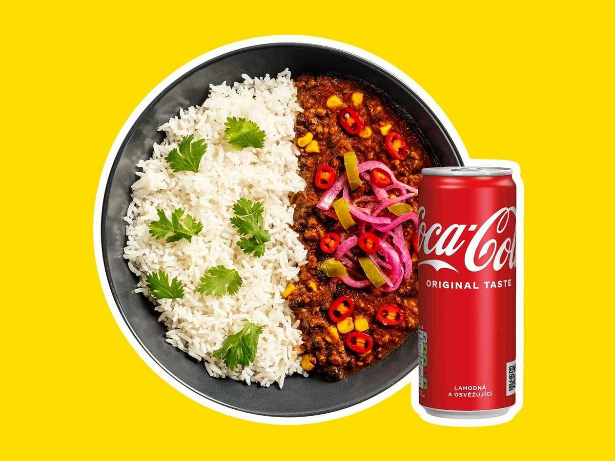 Chili con carne with rice + Coca-Cola 0,33l