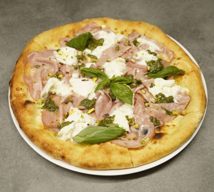 Pizza mortadella, burrata e pistacchio 400gr