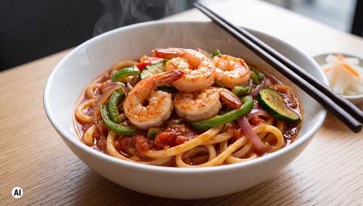 T14: Noodles with Prawns