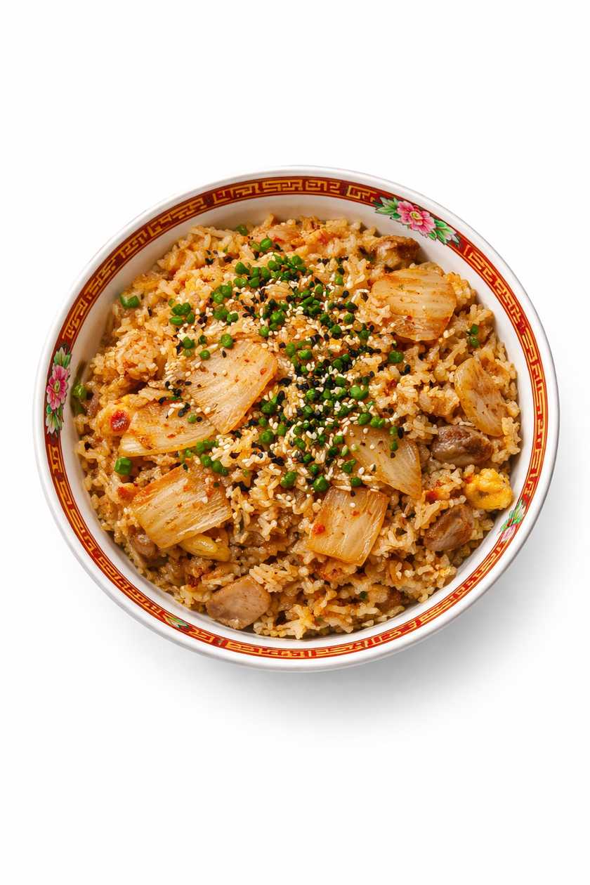 Korean Kimchi Fried Rice with Chicken (Spicy)
