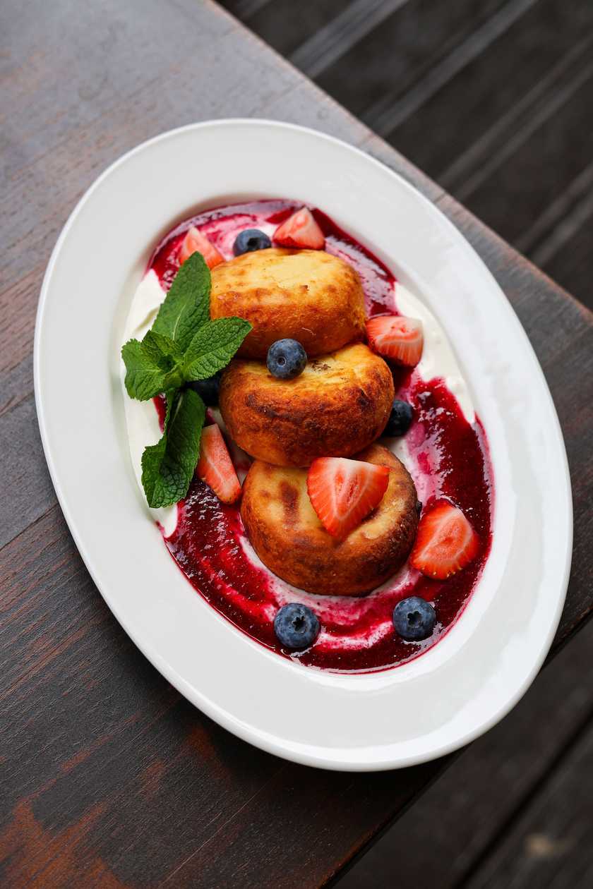 Cheesecakes in Berry-Cream Sauce