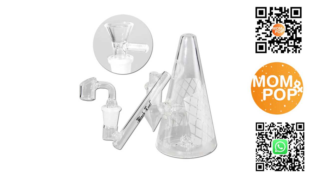 π Black Leaf Glass Bubbler Herbs/Oil with Adapter, 15cm