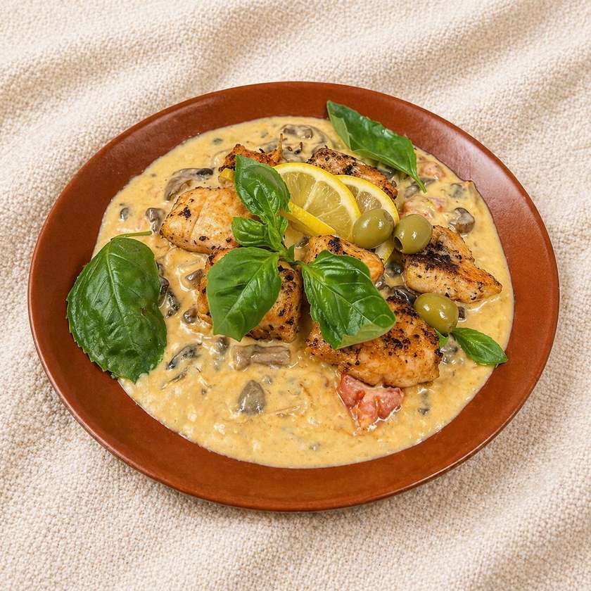 Salmon pieces in cream sauce