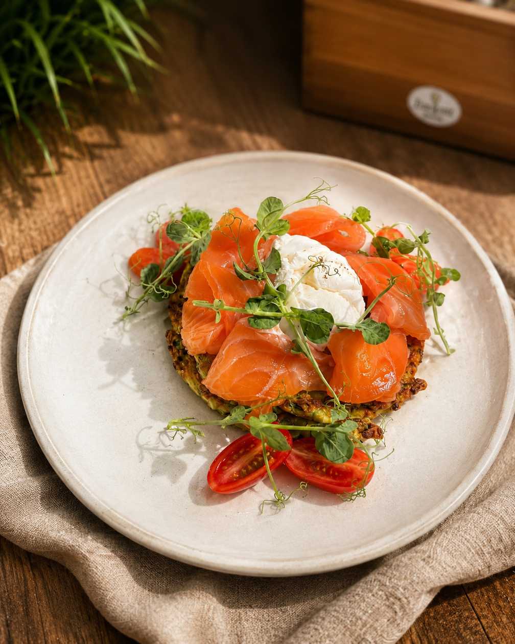 Zucchini Fritters with Salmon