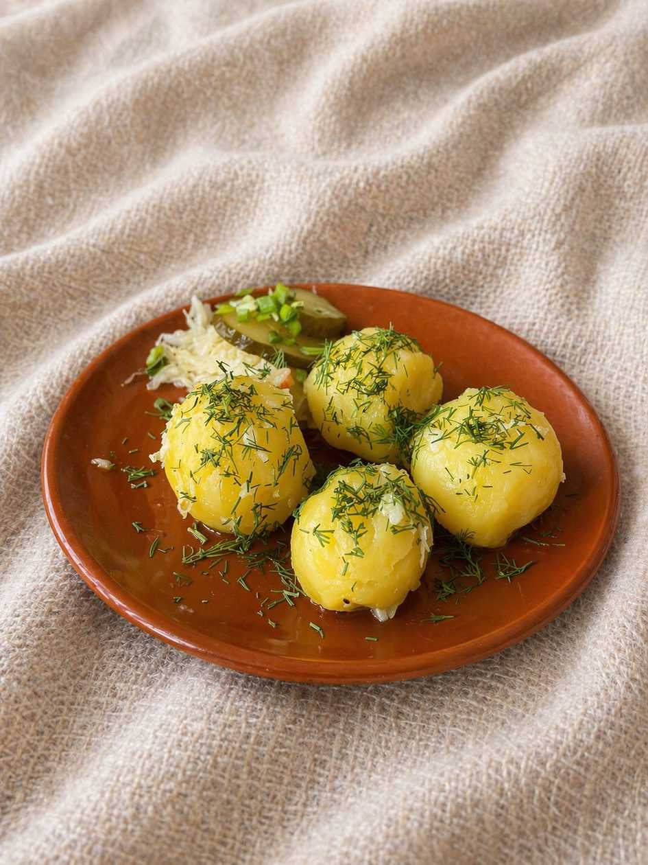 Boiled potatoes with garlic