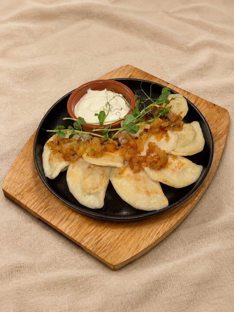 Fried varenyky with potatoes