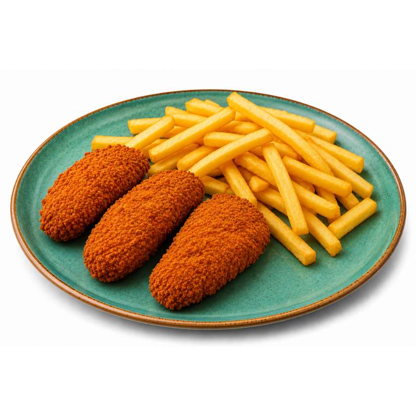 3 aripioare crispy nepicante + cartofi prajiti