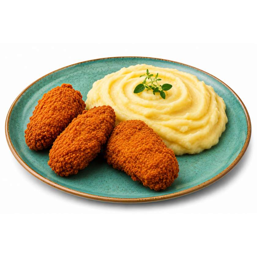 3 aripioare crispy nepicante + piure de cartofi