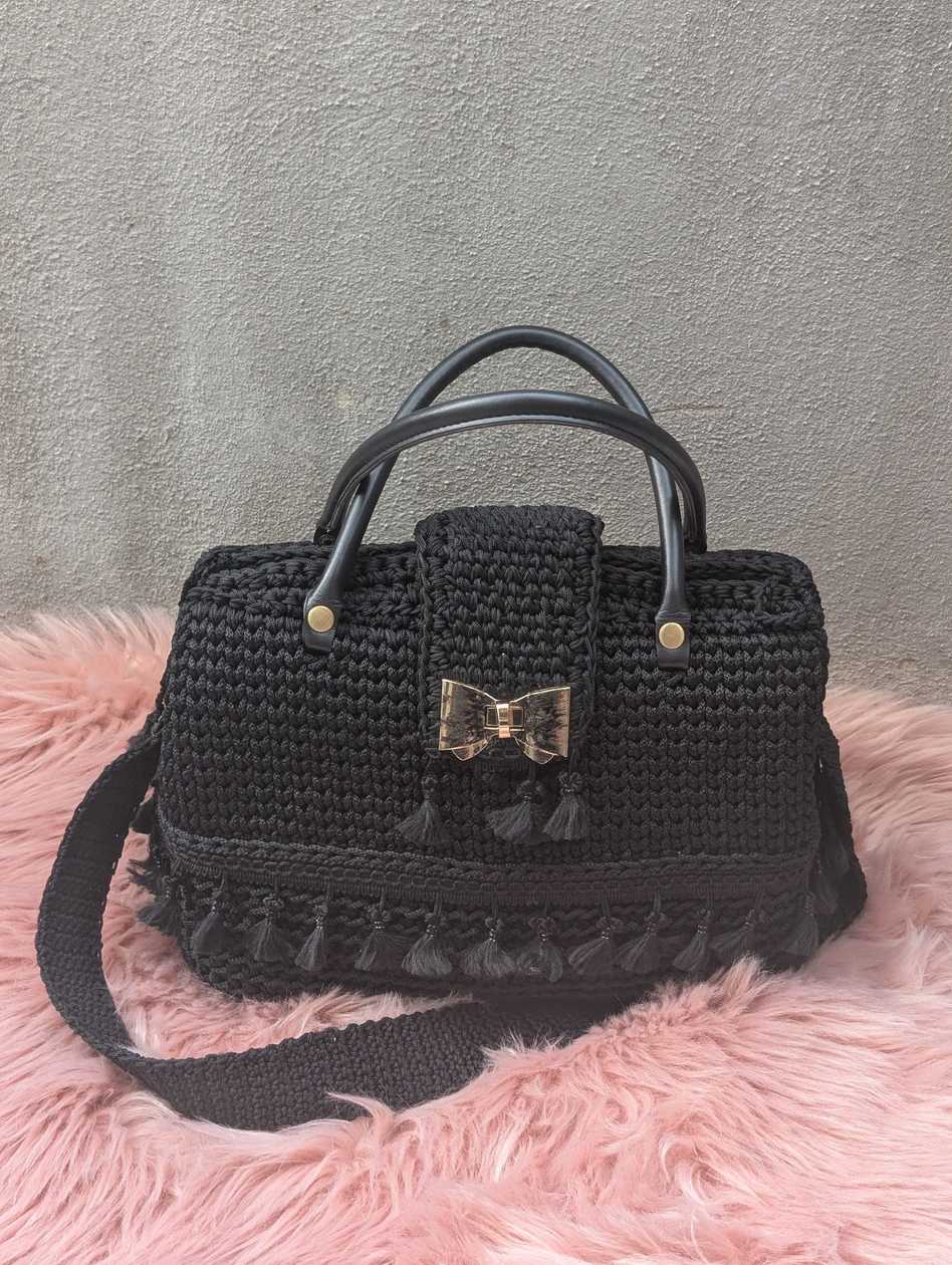Hand-crocheted black bag