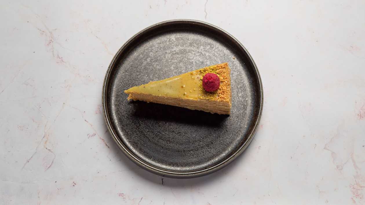 Napoleon with Džiugas cheese and cranberries.