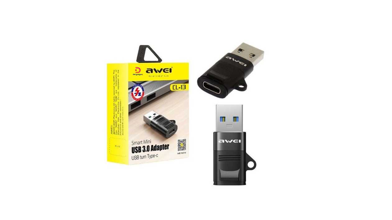 #006B#AWEI®CL-13 Smart Mini USB 3.0 to Type-C Adapter – Black