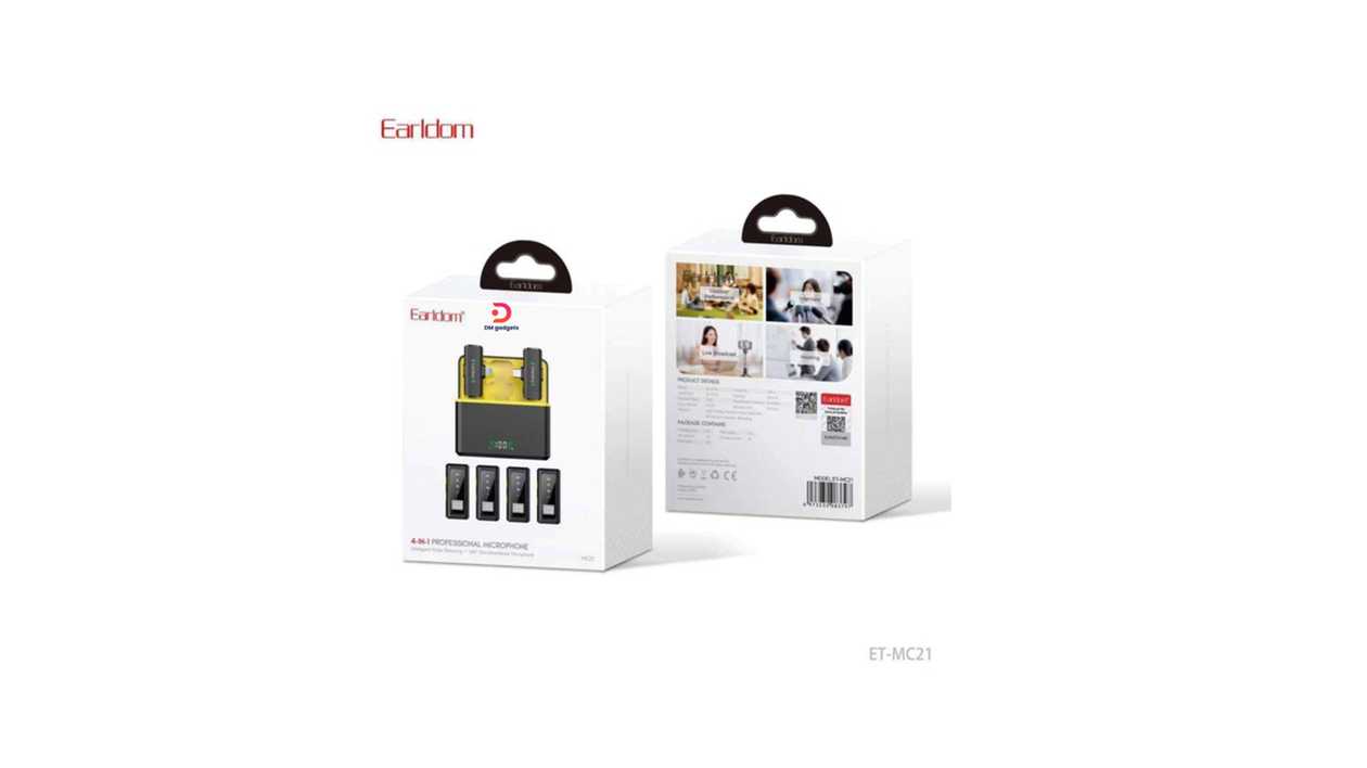 #387G11#Earldom®ET-MC21 4 in 1 Professional Microphone with Case-Display – Black