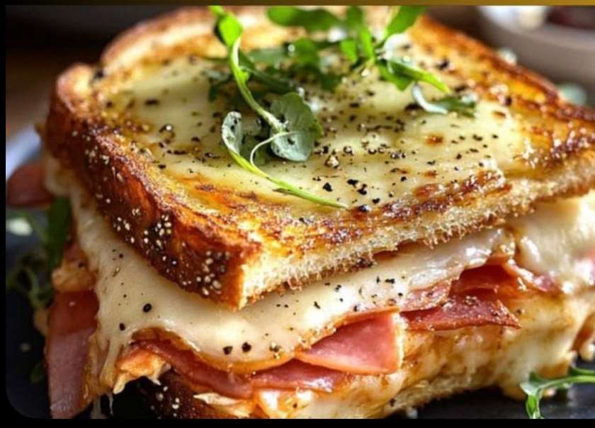 French Toast with Cheese and Ham