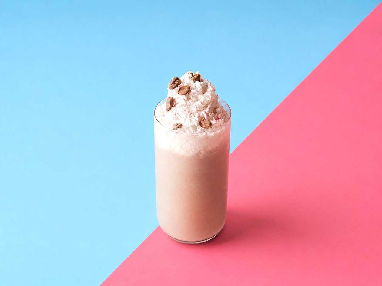Raspberry and pistachio milkshake