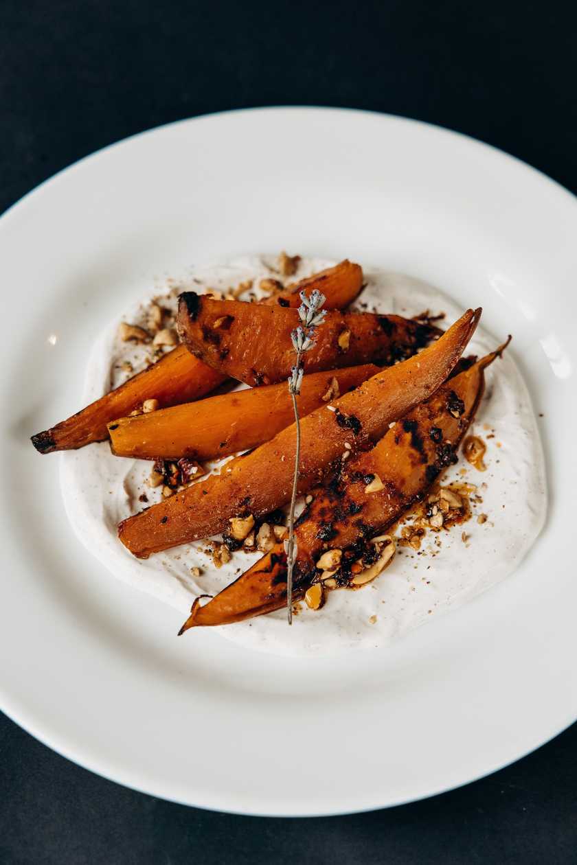 Sweet potato with lavender sour cream