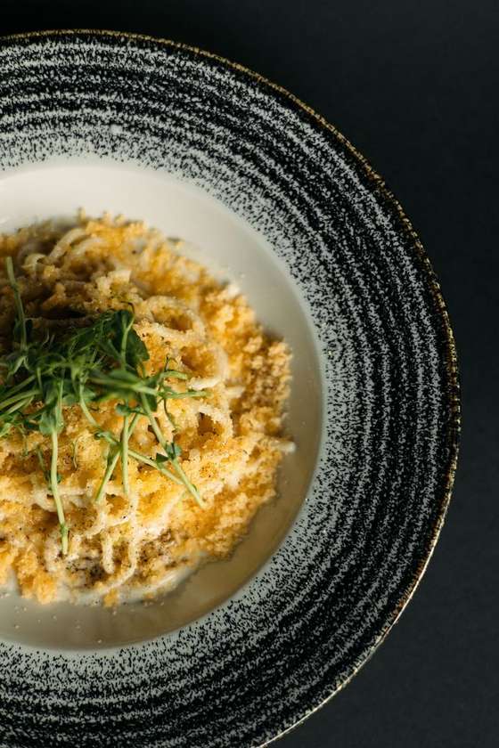 Spaghetti with author's cheeses