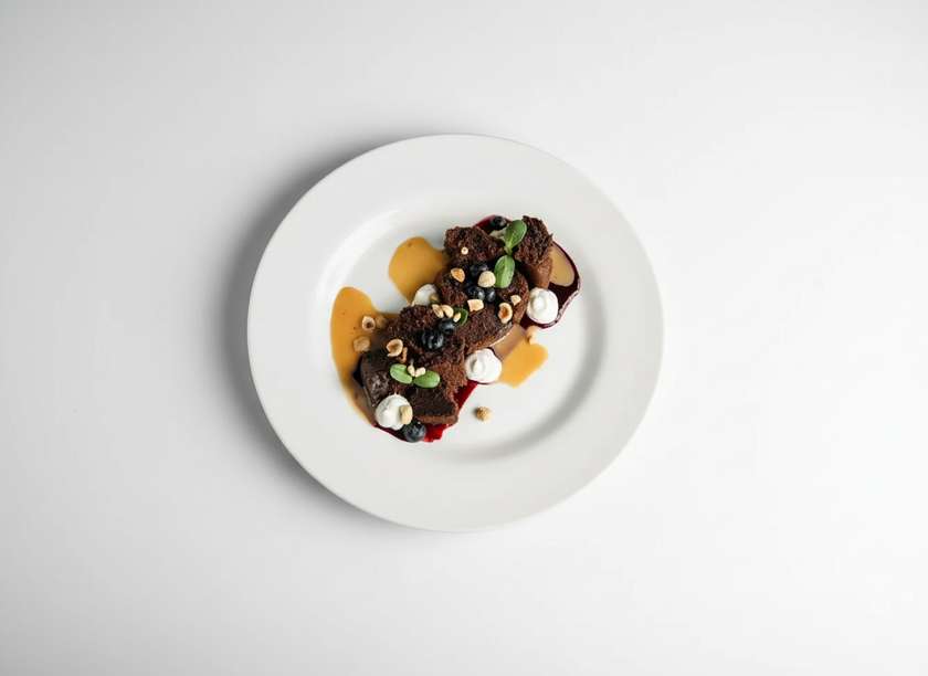 Chocolate pie with pine cones