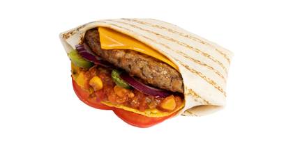 Wrapper with nacho chips and TEX MEX souce.