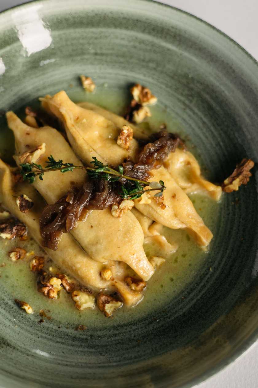 Carrot candies with liver and caramelized onions