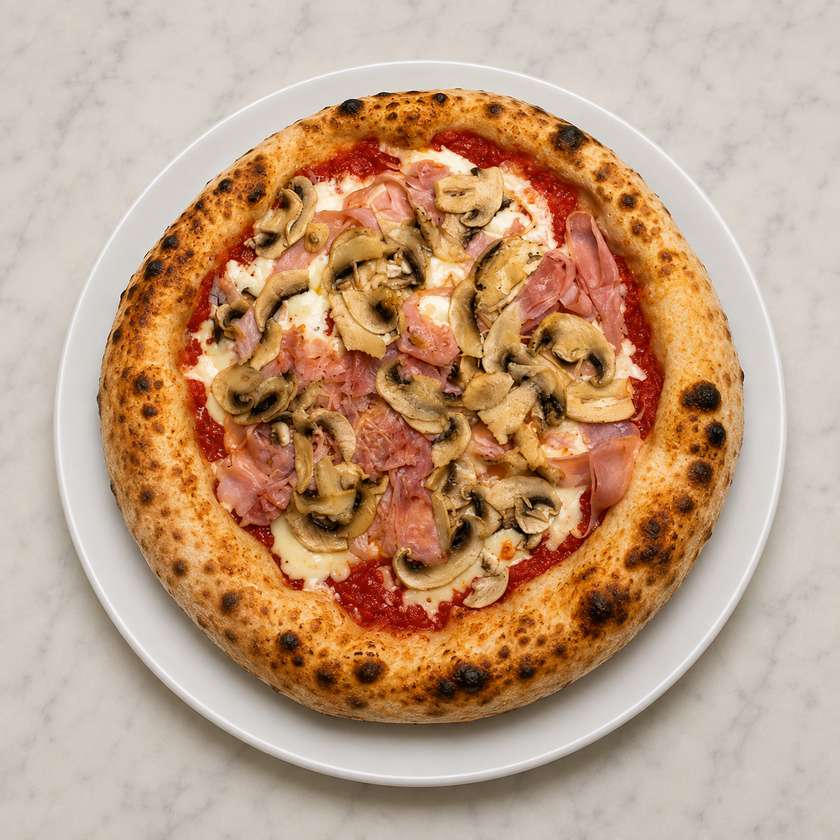 PIZZA NO. 2 -  PROSCIUTTO E FUNGHI