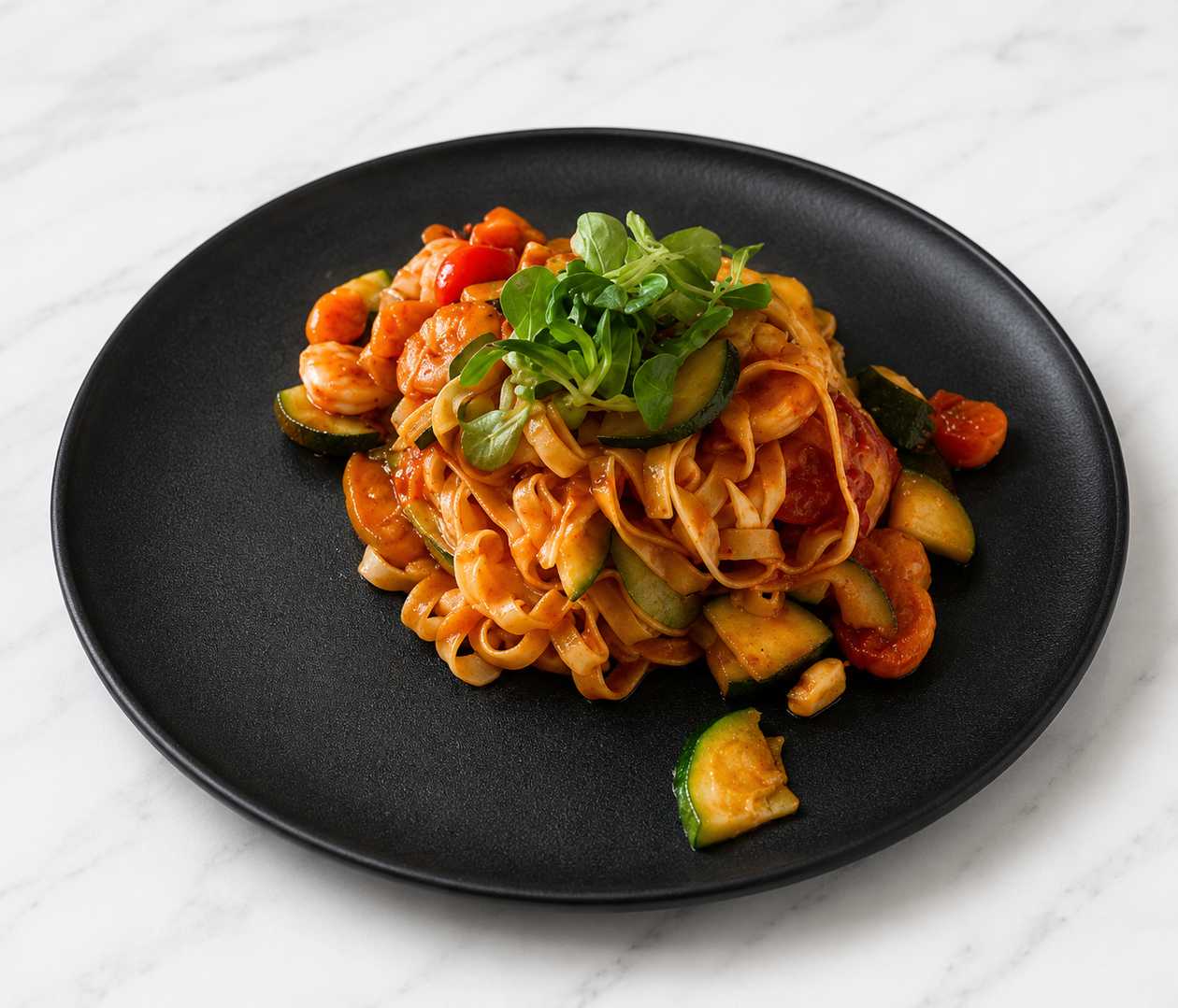 TAGLIATELLE CON ZUCCHINI E GAMBERI