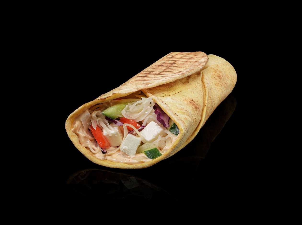 Kebab in lavash with cheese