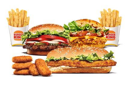 2 Burgers of your choice + 2 Fries + 5 Nuggets