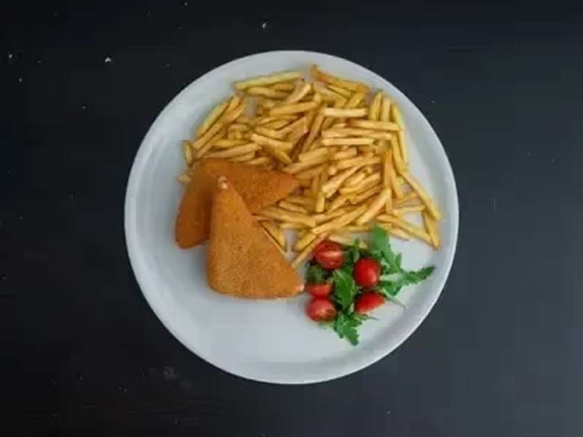 Fried Cheese with French Fries