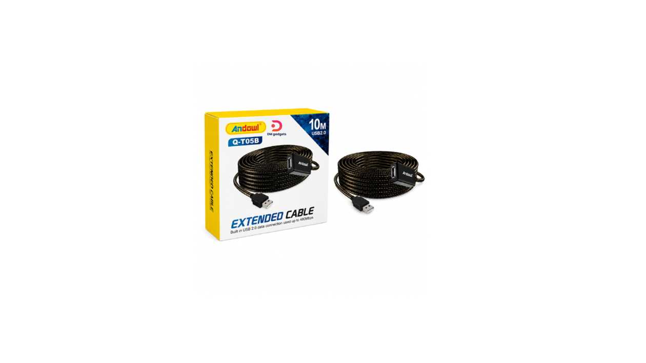 #503B#Andowl®Q-T05B – USB 2.0 Extension Cable 10M – Black