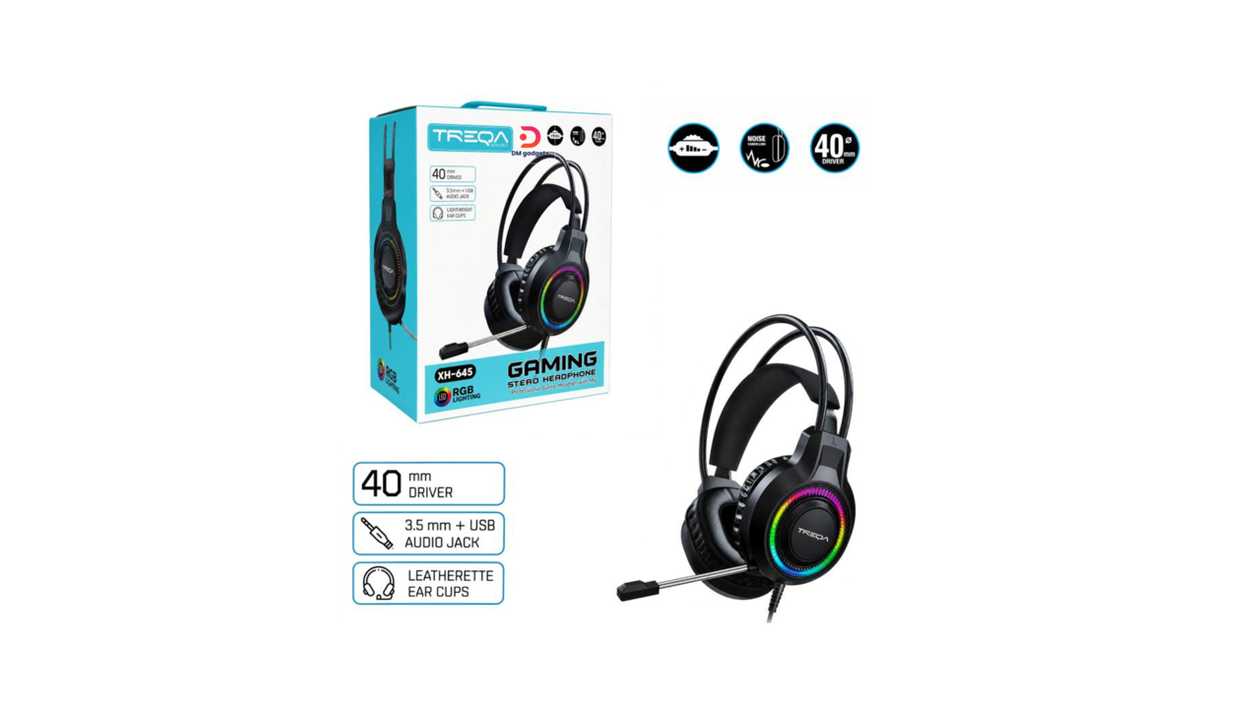 #558D#Treqa®XH-645 Professional RGB Lighting Stereo Tactical Gaming Headset with Microphone
