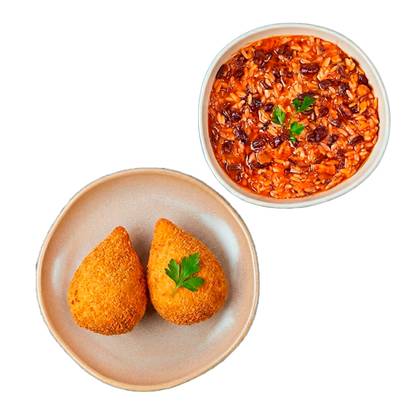 Coxinhas de Frango com Arroz de Feijão