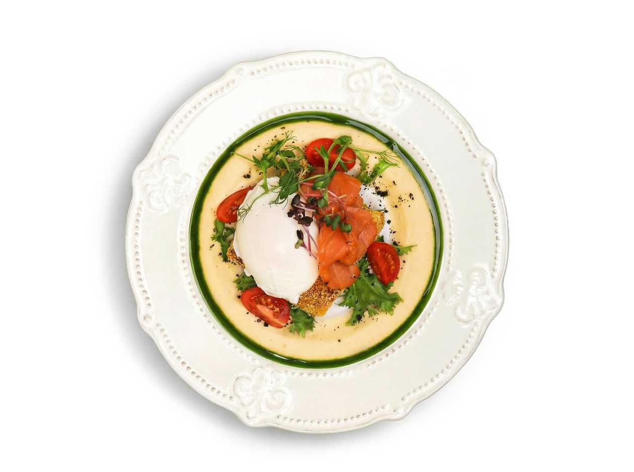Poached Eggs with Crispy Toast and Salmon