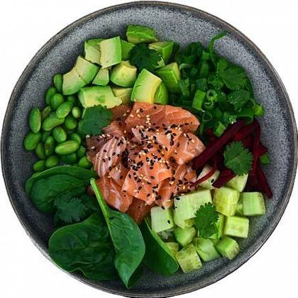 Salmon Miso Poké Bowl