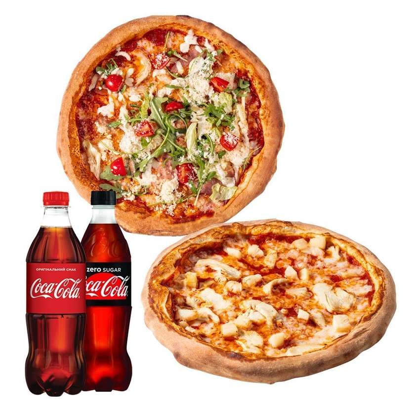 КОМБО Цезар 30см+Гавайська 30см+Cola Original+Cola Zero Bolt