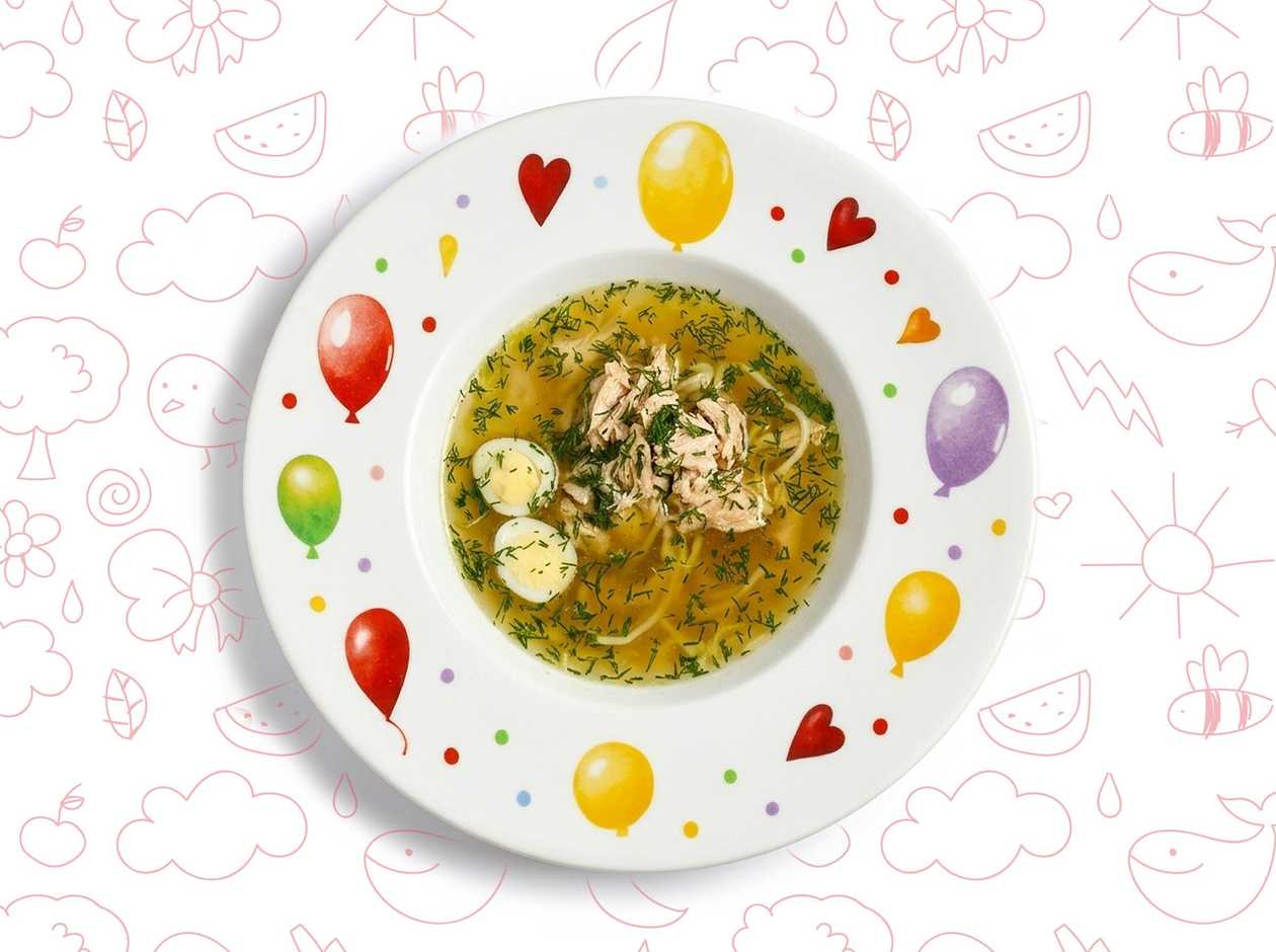 Курячий бульйон з локшиною та перепелиним яйцем (300g)