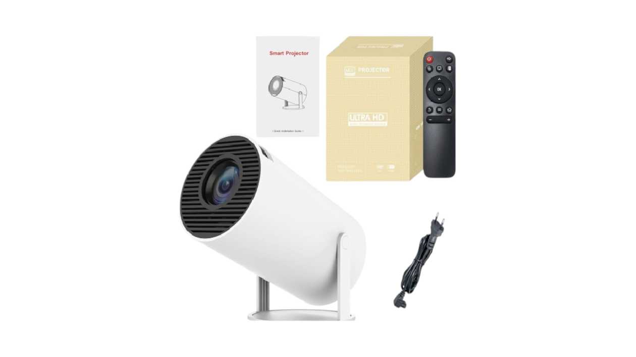 Projector Smart Mini Ultra HD 180° Rotating Stand white