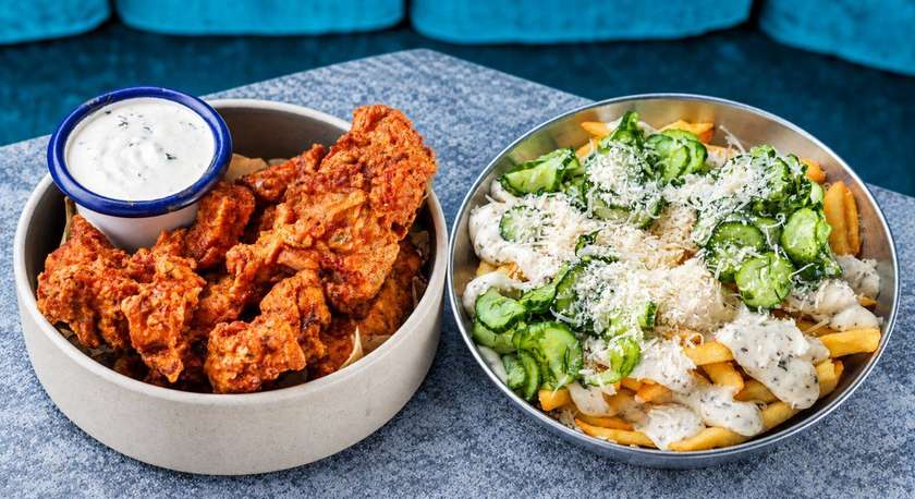 SMALL CRISPY CHICKEN & TRUFFLE FRIES WITH SALTED CUCUMBER