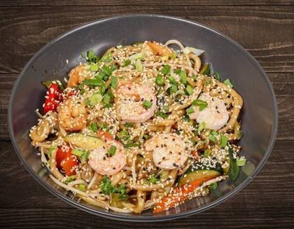 Udon z krewetkami