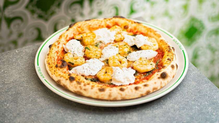 BURRATA-SHRIMP PIZZA