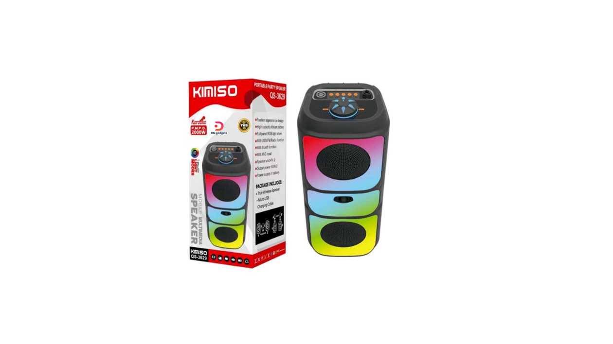 #604Q-2#KIMISO®QS-3629/3630 10W, 4″*2 Speaker size RGB LED lighting Bluetooth 5.3 Portable Subwoofer