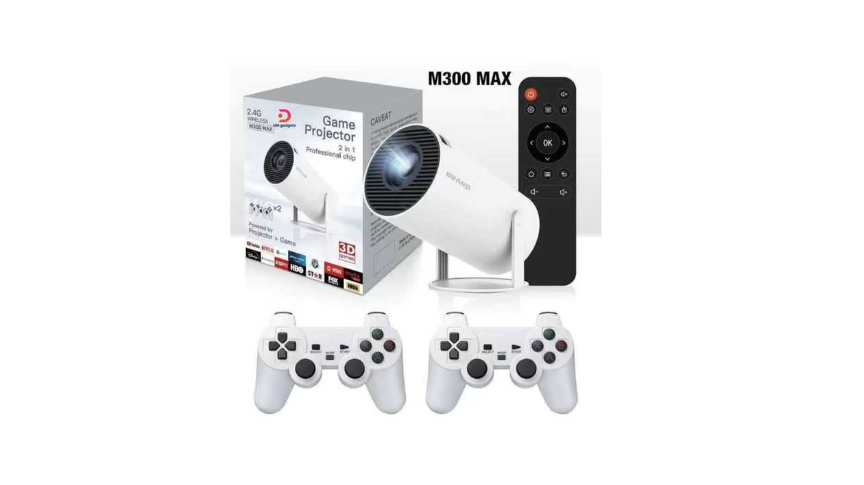 #614F#XMT®M300 Max Game Projector 2 in 1 With Joystick Potable Wi-Fi Output Home Theater