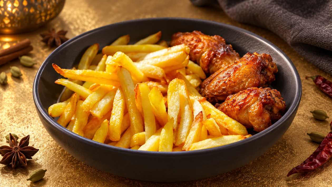 French Fries with Chicken Wings (3 pcs.)