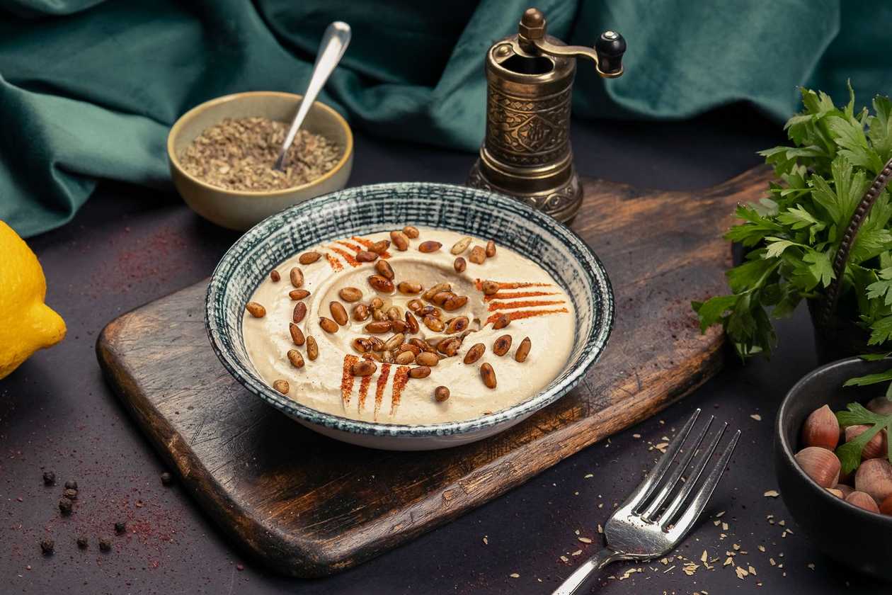 Humus with pine buds