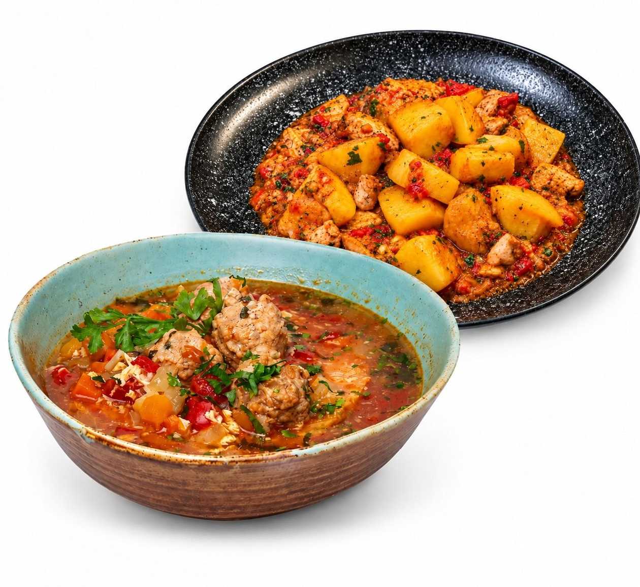 Meniul zilei Ciorba de perisoare si tocanita de pui cu legume si cartofi