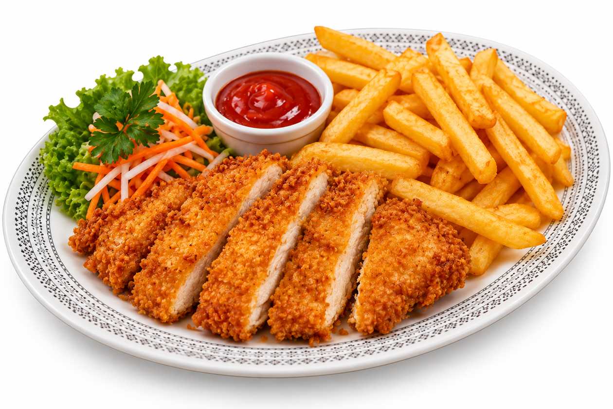 Pui Crispy Cu Cartofi Prăjiți