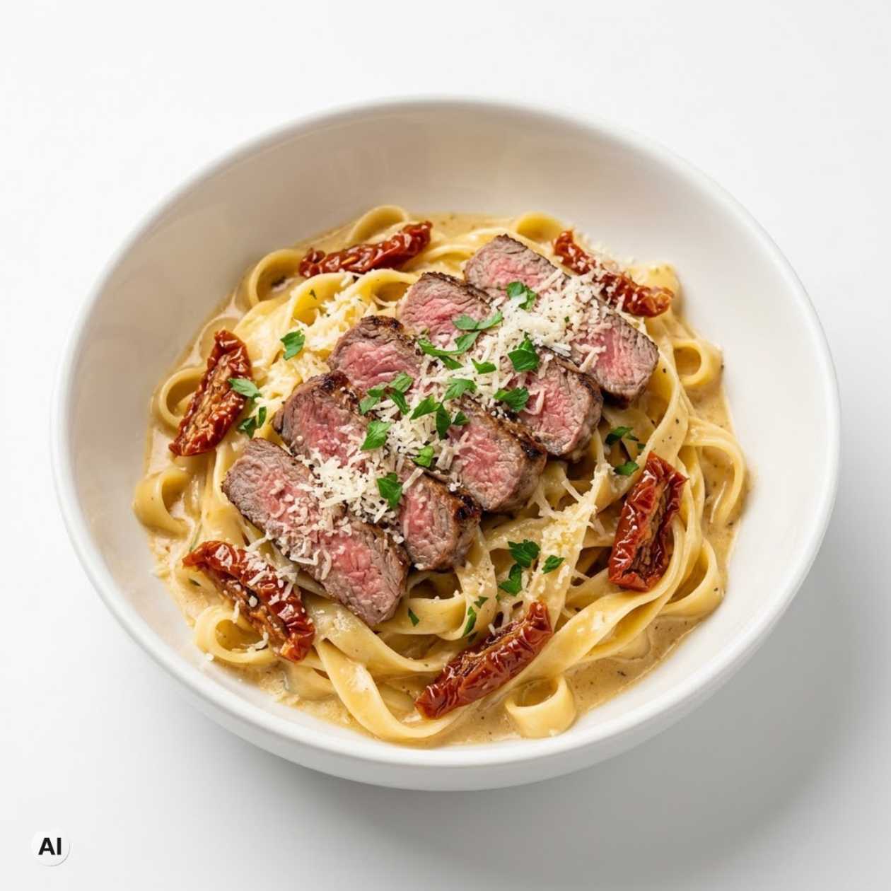 Krémové Tagliatelle s hovädzím steakom