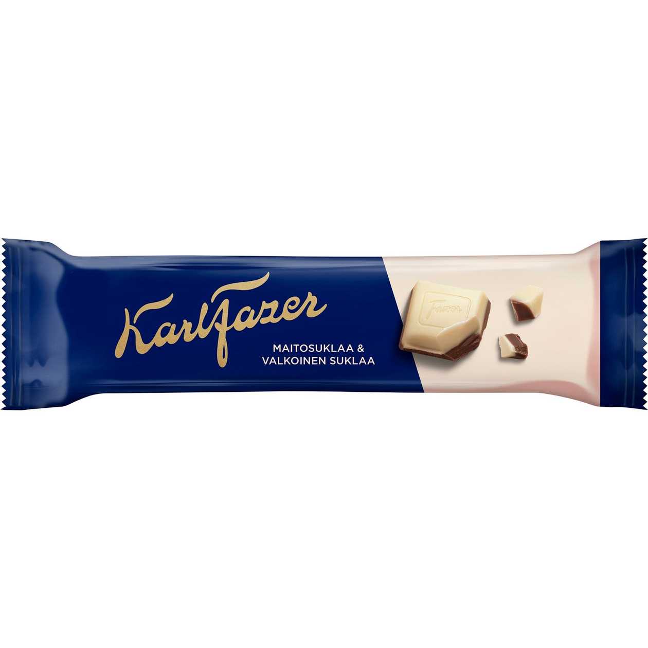 Karl Fazer, Milk And White Chocolate Bar, 38g (expires soon)