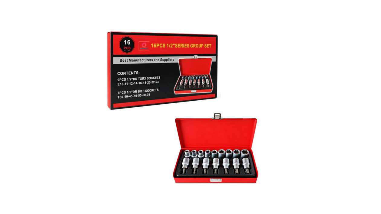 #636H2#DM®089170 Professional 16PCS 1/2″ Torx + E-Torx Socket Set