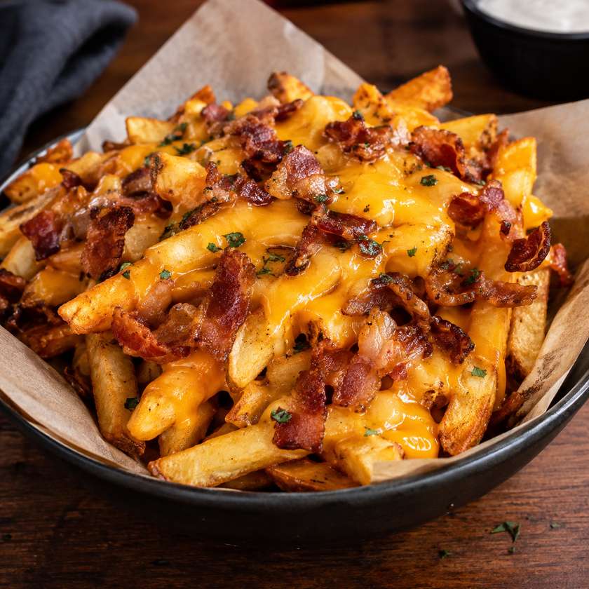 Fries with cheddar and bacon