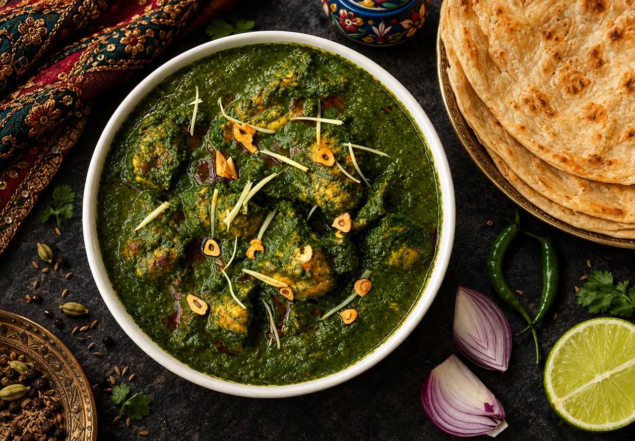 Palak Corn + Rice + Butter Naan